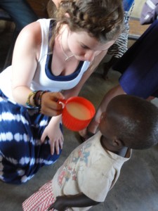 Sometimes the littles need help with the porridge