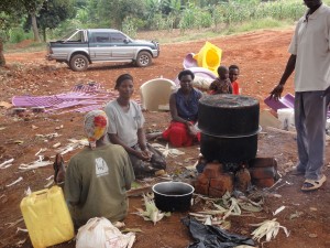 The women cooking lunch for the team building