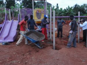 Working hard on the playground