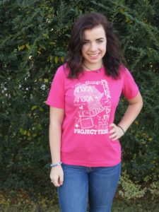 Mallory modeling our "Doodle Shirt"